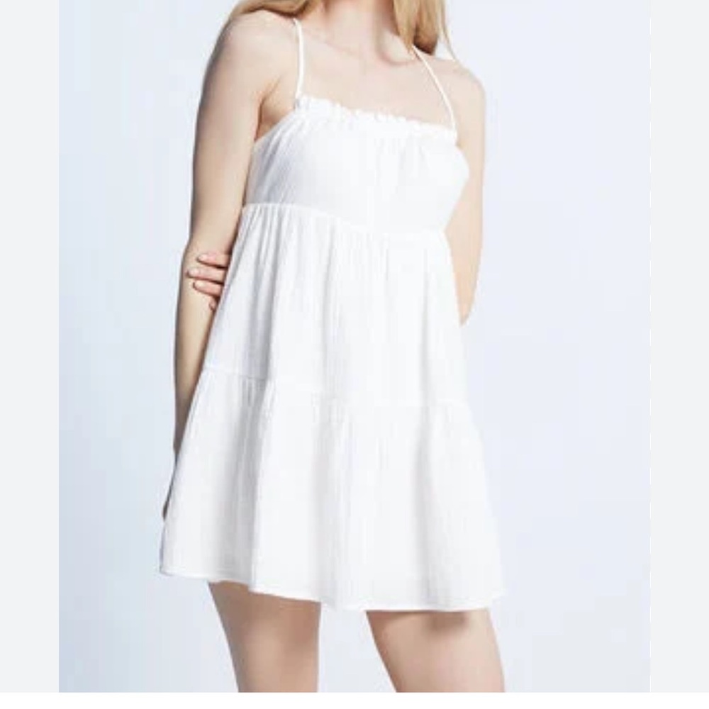 HYFVE NWOT SZ Large Babydoll White Spaghetti Strap Sundress Mini